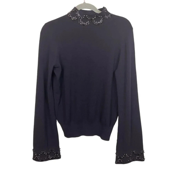 Ann Taylor Embellished Mock Neck Bell Sleeve Sweater M New - Picture 4 of 9